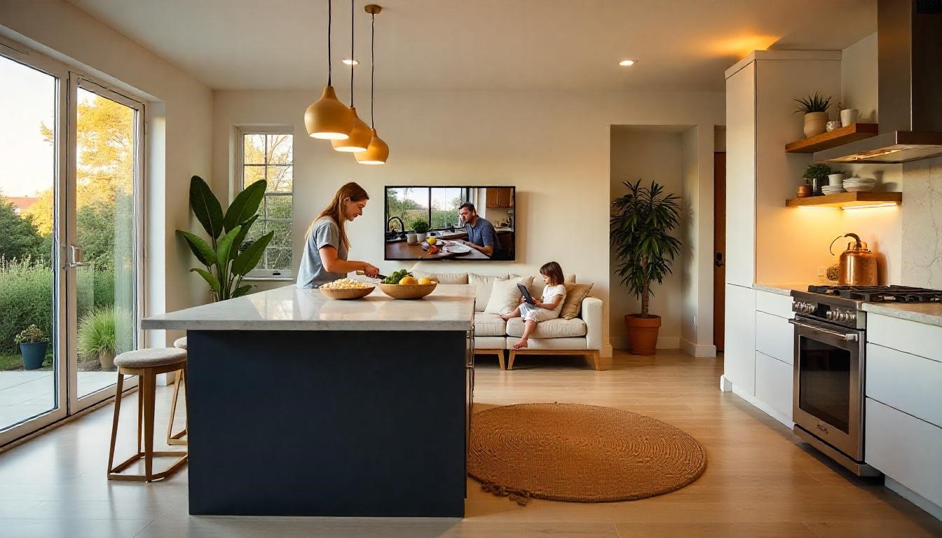 The Open Kitchen with TV Lounge