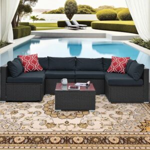 YIORTWO 7-Piece Grey Outdoor Patio Sectional Set